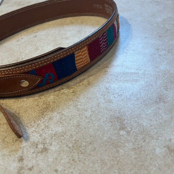 Fisher Vintage Multicolor Patterned Southwestern Leather Top Grain Cowhide Belt - Picture 3 of 5